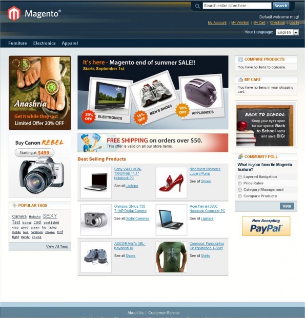 Magento 1.6.0 development site with test data