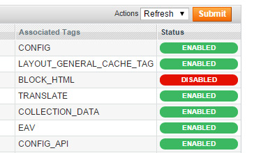 Disable magento block output cache