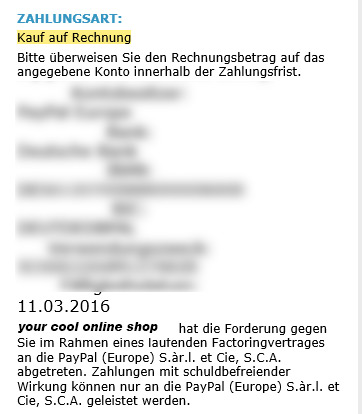 Kauf auf Rechnung sales email